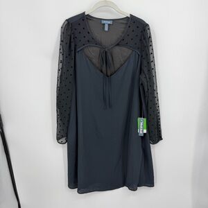 NWT ModCloth After the Aria Shift Dress flocked polka-dot long sleeves sz 1X